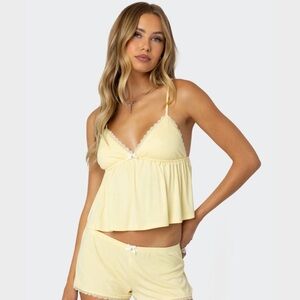 Edikted Yellow Lace Trim Tank Top Women’s XS